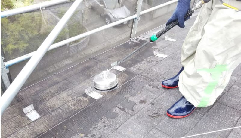 郡山市_屋根塗装_洗浄_飛散防止