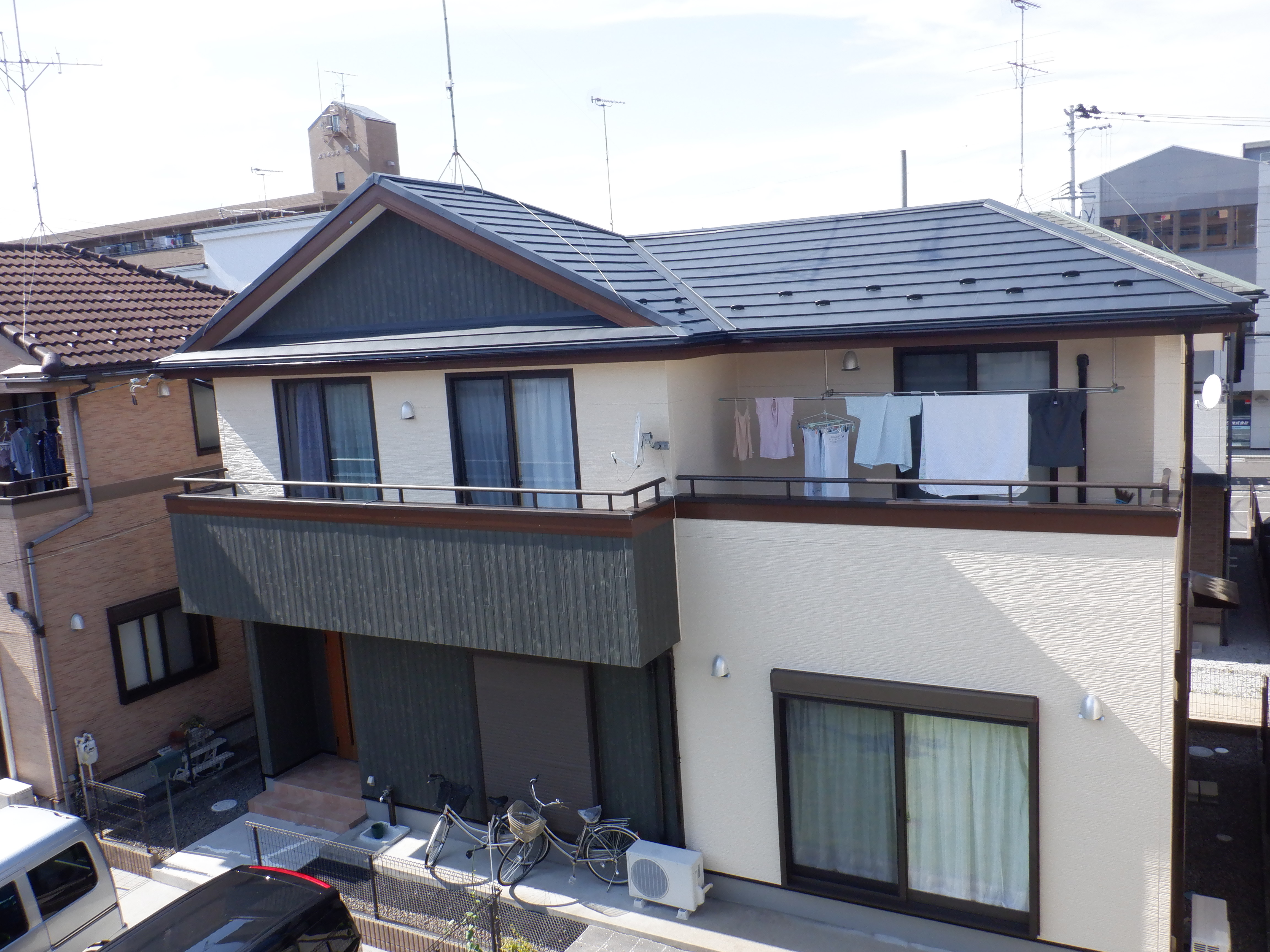 郡山市　屋根重ね葺き　外壁塗装　付帯部塗装
