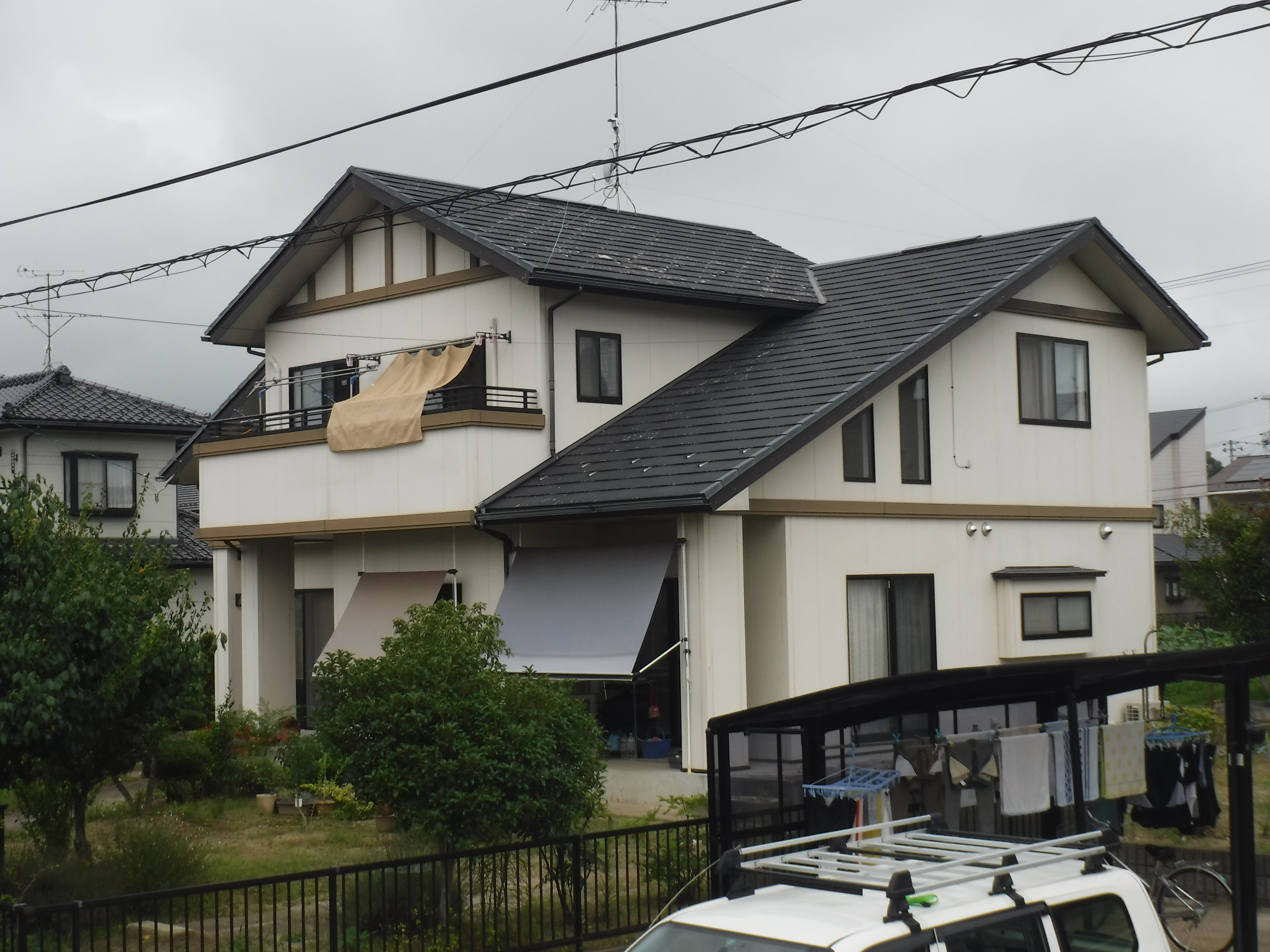 須賀川市　屋根重ね葺き　外壁塗装　付帯部塗装